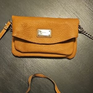 Nine West Light Brown Leather Small Crossbody Bag